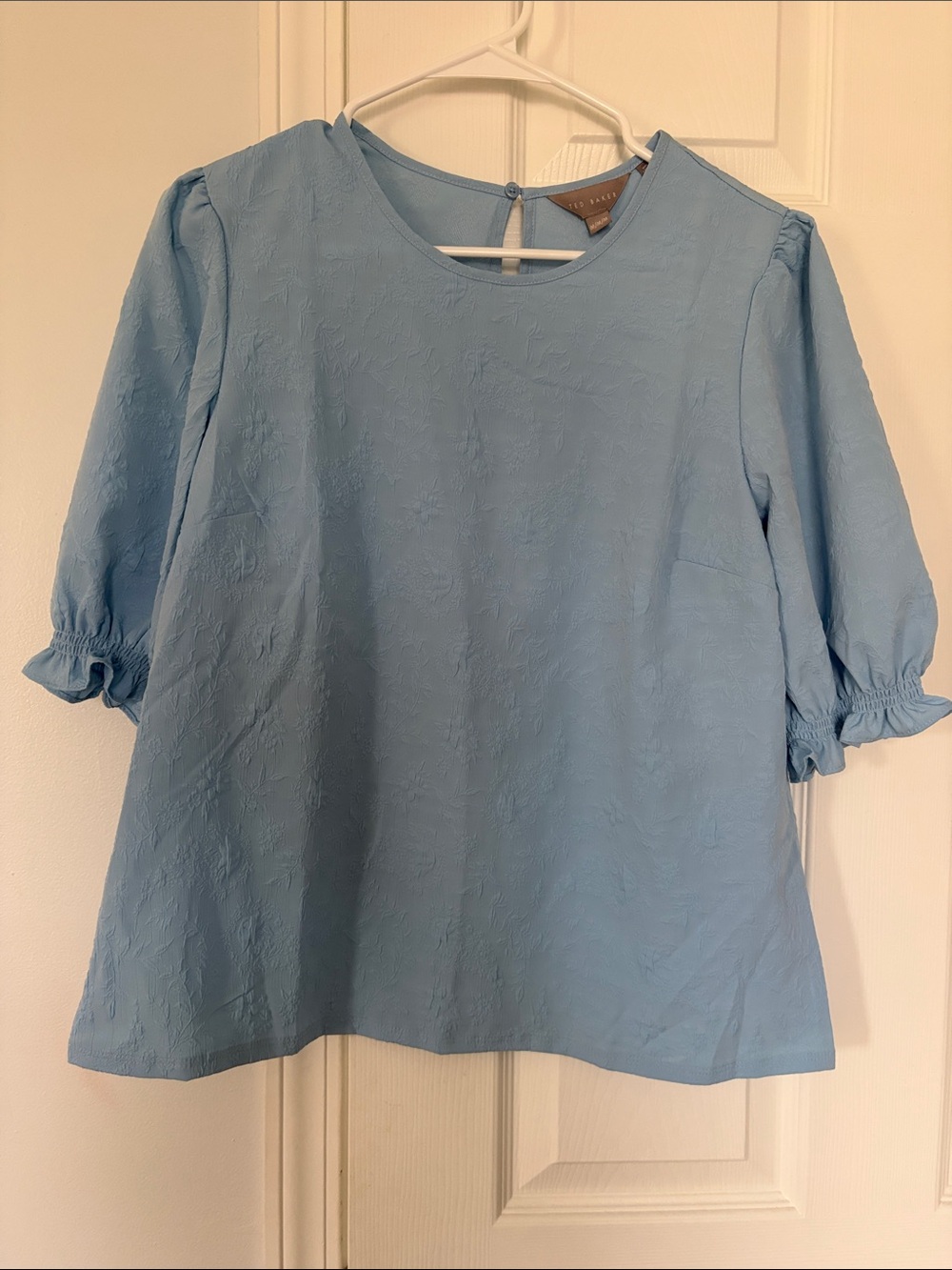 Ted Baker Light Blue Puff Sleeve Blouse